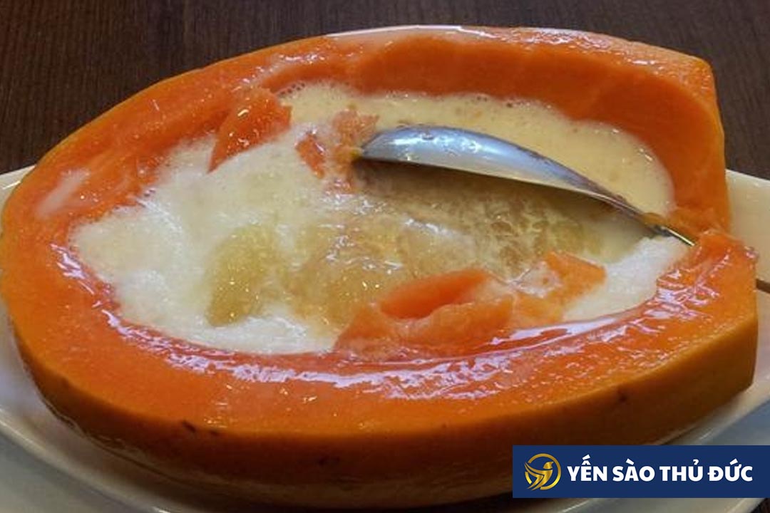 Ăn yến sào như thế nào tốt cho dạ dày với món yến chưng sẵn đu đủ