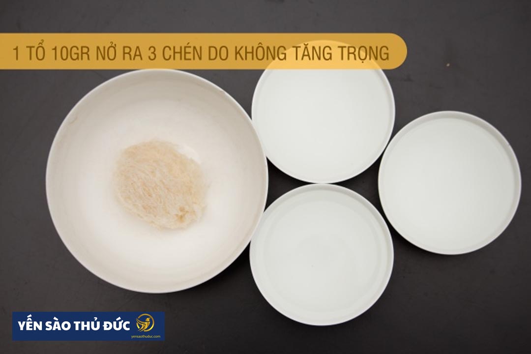 Cách phân biệt yến thật giả bằng độ nở khi ngâm tổ yến